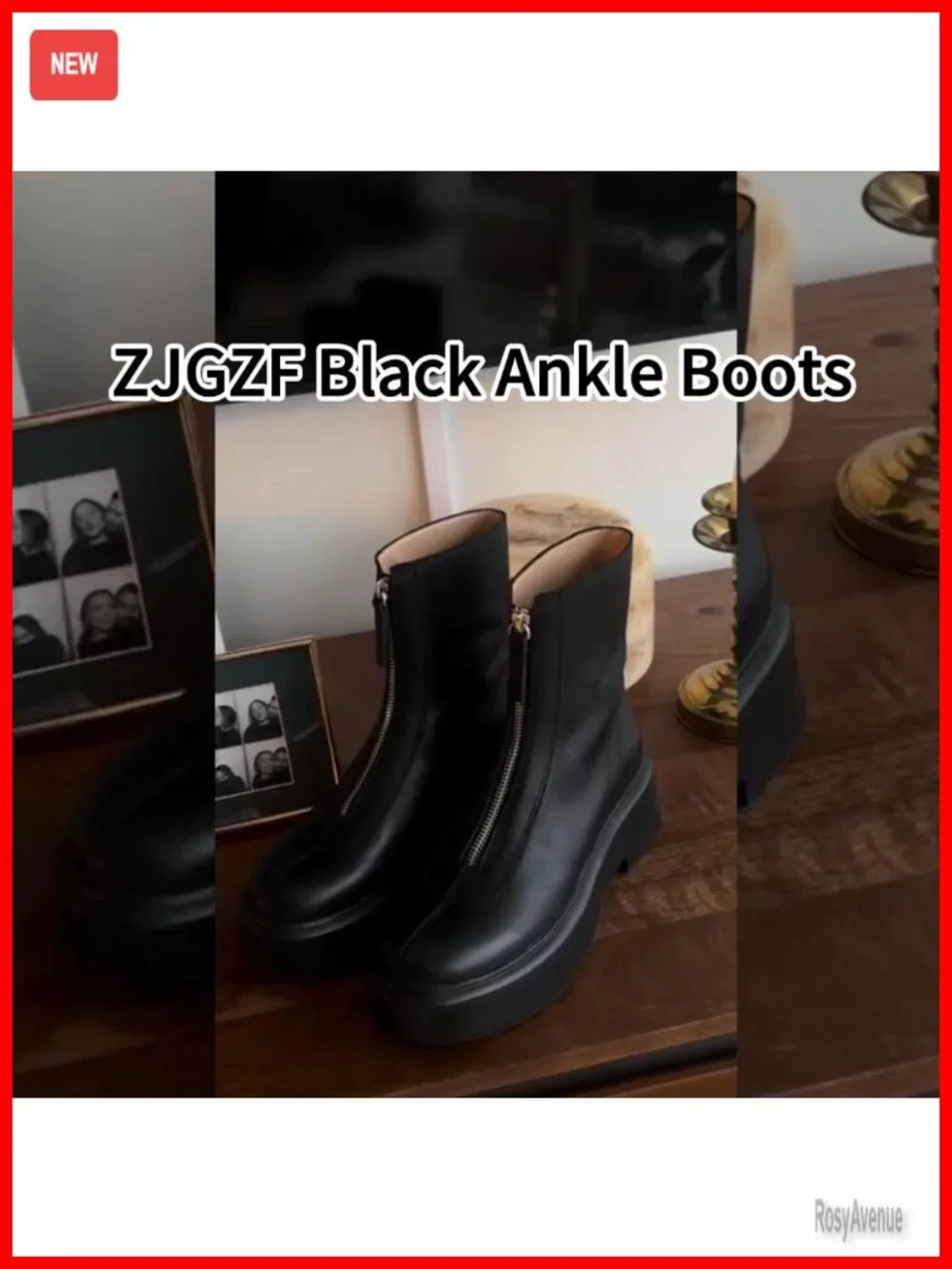 Suede Platform Ankle Boots Block Heel Short Combat Boots Zip Closure Winter